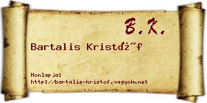 Bartalis Kristóf névjegykártya